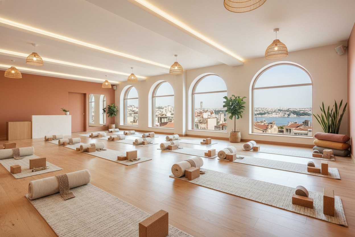 Beyaz Yoga stüdyo iç mekan